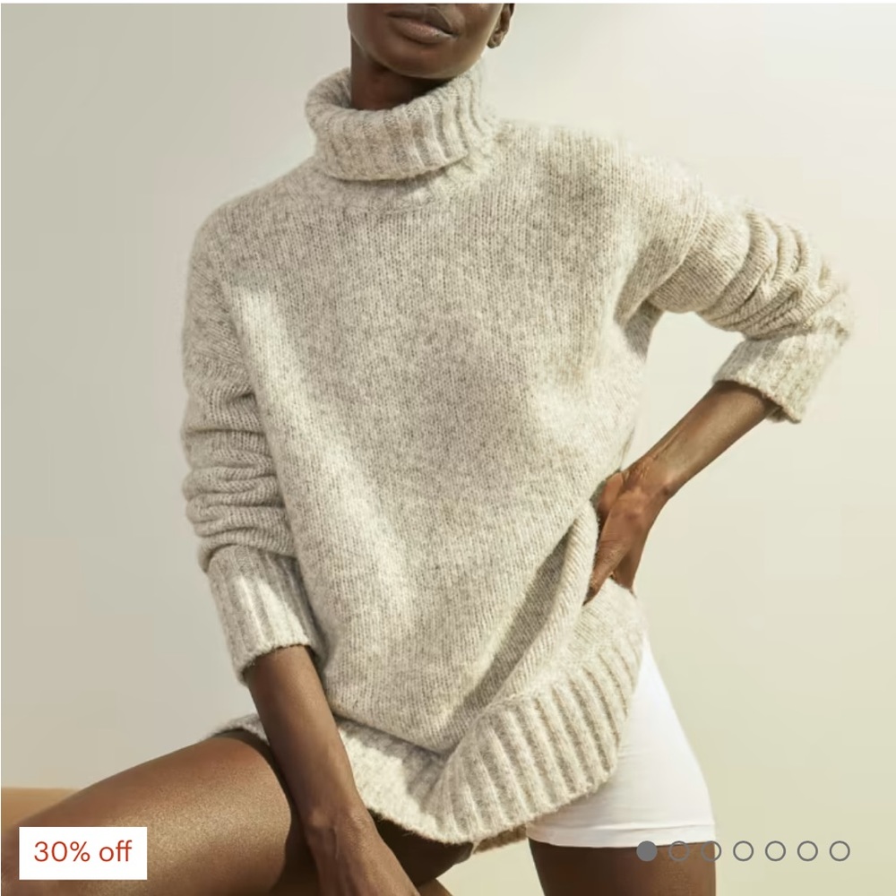 Everlane The Cloud Turtleneck, color-Heathered Ivory, size XS, NWT